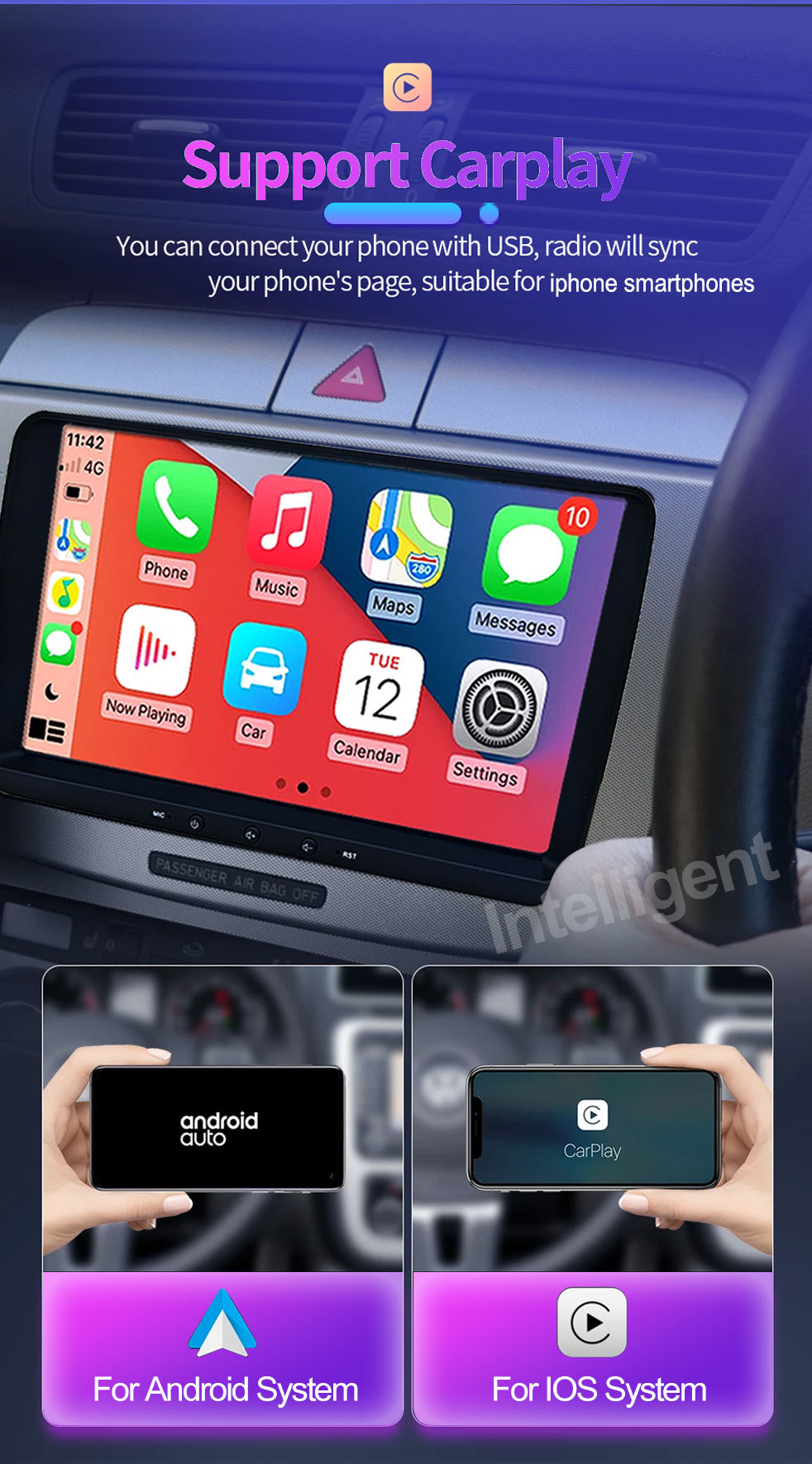 9inch Volkswagen Dedicated Car Navigator Gps Bluetooth Large Screen Reversing Image Wireless Carplay Smart Car Machine