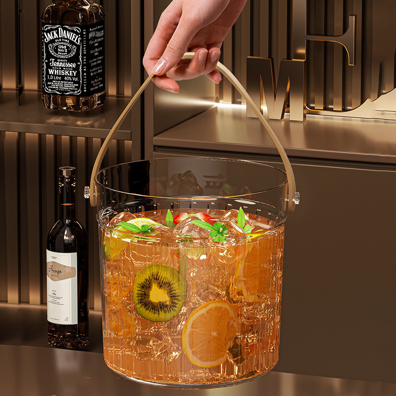 Trendy Cola Beer Ice Cube Plastic Ice Bucket Storage Bucket Fruit Tray Transparent Portable Fruit Bucket Ice Cooler