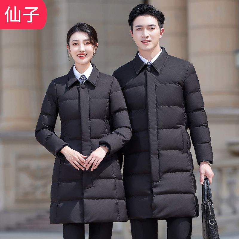 올 겨울 새로운 두꺼운 따뜻한 남성 및 여성 다운 재킷, 전문 의류, 보석점 면 의류, 작업복, 검정색