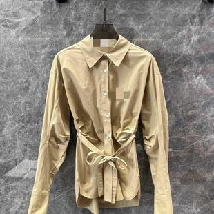 Niche New Women's Wear Tight Waist Slimming Loose Drawstring Lace-up Long-sleeved Shirt Fashionable Casual All-match Single Product