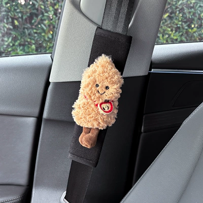 Seat belt shoulder pad — for Women - apple-satchel-peanut-linen-shoulder-pad-black