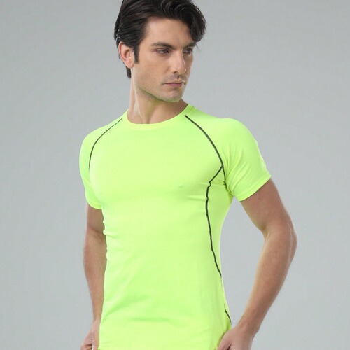 Men's Fitness Clothing Tight Short Sleeve Men's High Elastic Tight Summer T-shirt Sports Short Sleeve Quick Dry Ice Silk Running Training