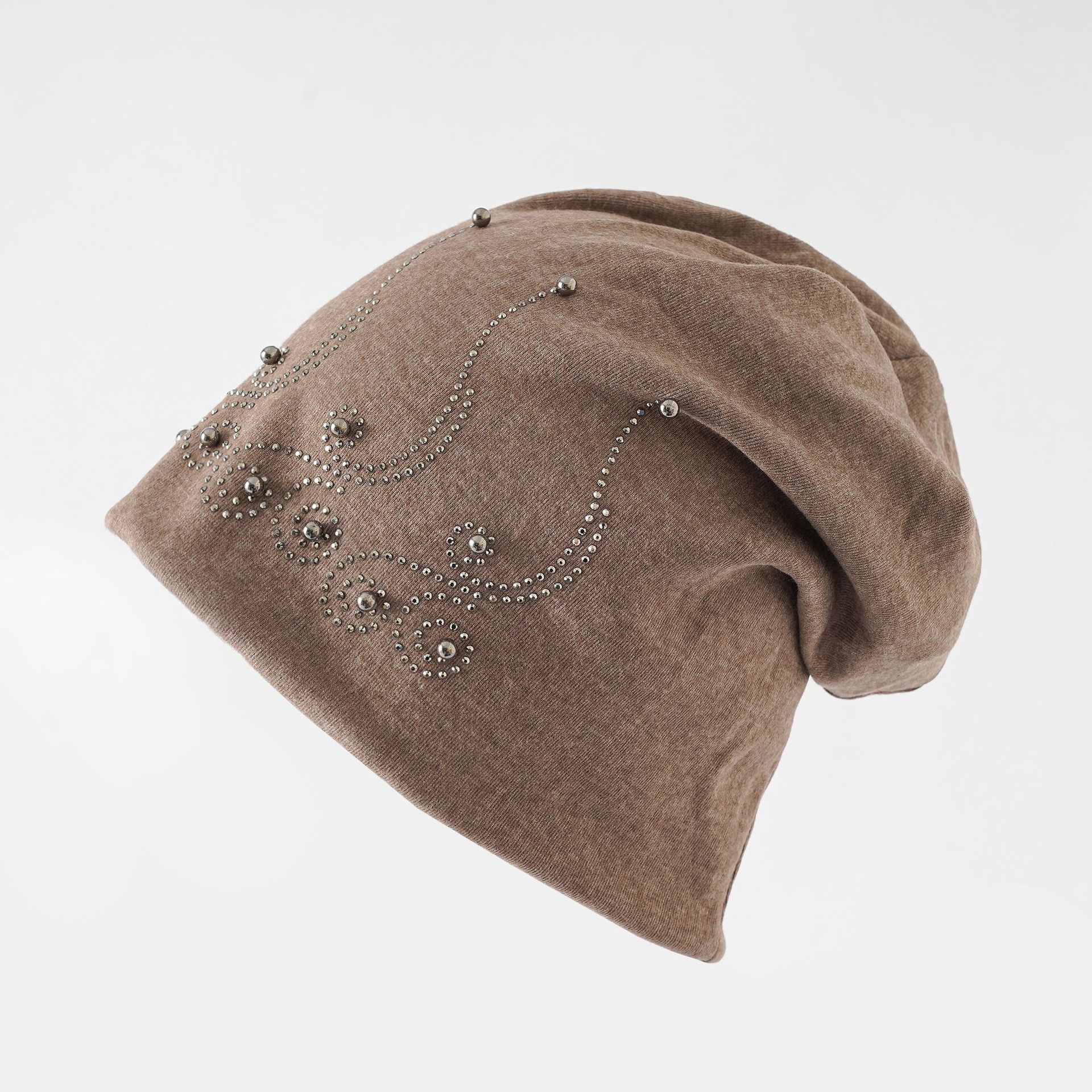 Europeo y americano de primavera y otoño invierno de los hombres y mujeres de doble capa de perlas de diamantes de imitación sombrero caliente fino pelo casual