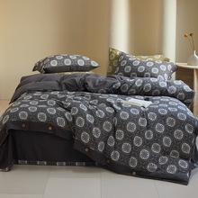 60支双层纱提花中式风格 床品4件套磨毛四件套秋 冬加厚被套件