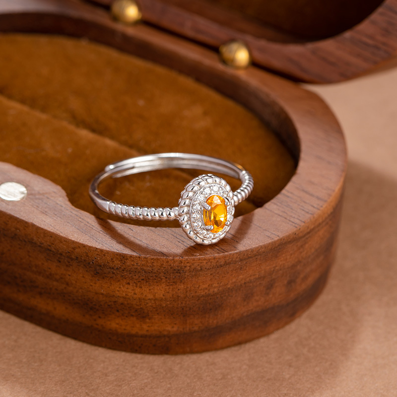 Anillo de piedra de Fanta natural exquisito retro francés femenino s925 diseño de nicho de plata de ley anillo de sensación de lujo ligero