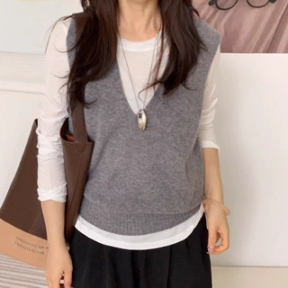 沐钧服装厂/ 26年大V领宽松显瘦高级感韩版马甲针织衫上衣时尚