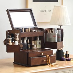 化粧品収納ボックス、ジュエリーボックス、一体型引き出し収納キャビネット、大容量木製スキンケア製品メイクアップ収納ボックス
