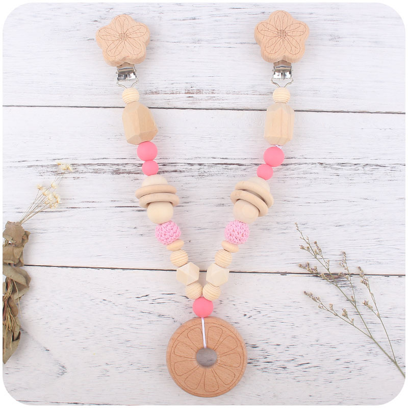 Nueva Rose chupete Cadena de cochecito para niños cadena colgante decorativo dibujos animados molar juguete teether pulsera Accesorios