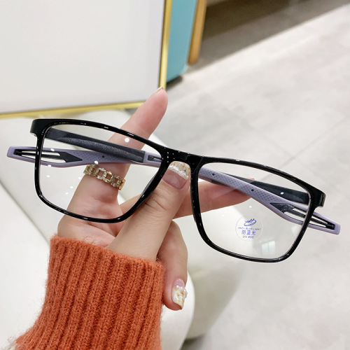 New two-color silicone eyeglass frame, trendy sports style, blue light blocking glasses, fashionable unisex finished nearsighted glasses