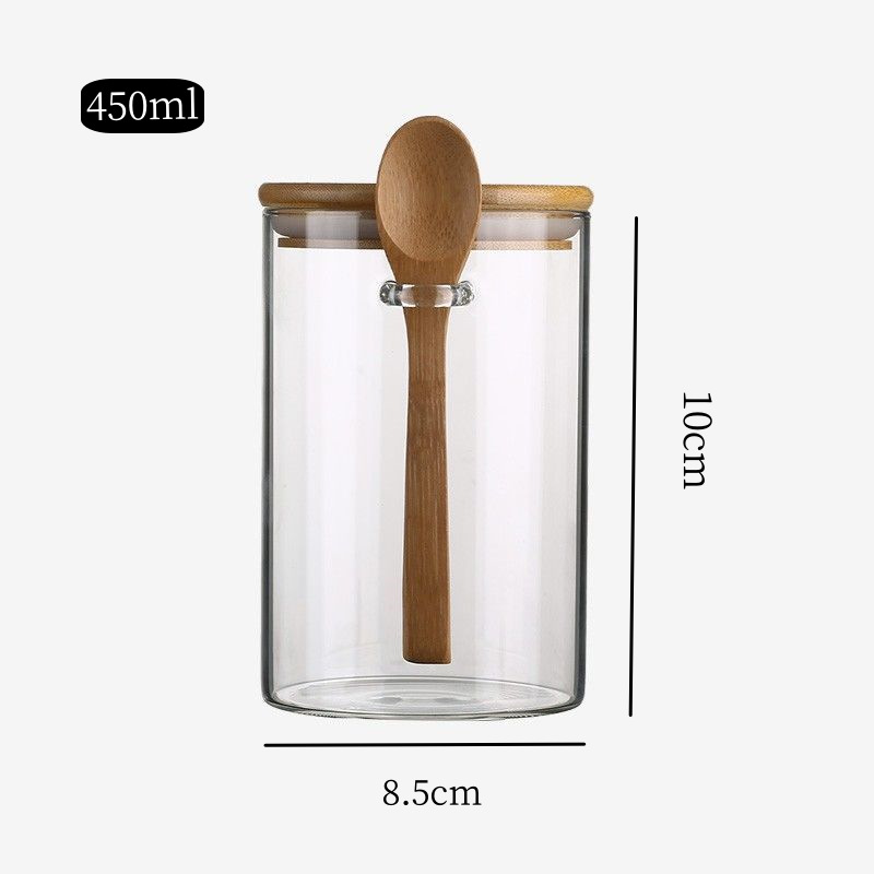 Tanque de sellado de vidrio transparente de alto borosilicato con tapa de granos granos granos de café lata de almacenamiento de vidrio lata de té impresa logotipo