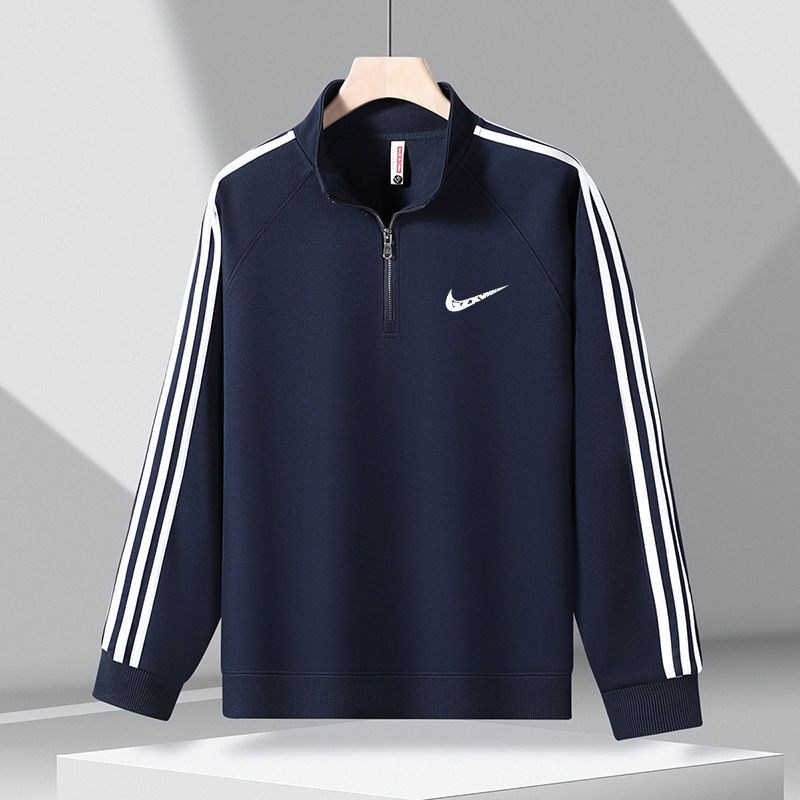 Cross-Border Trendy Half-Zip Sweatshirt, Semi-Casual Sweatshirt, Men's Stand-Up Pullover, Long-Sleeved Men's Bottoming Shirt, Three-Stripe Sweatshirt for Men Cross-Border Trendy Half-Zip Sweatshirt, Semi-Casual Sweatshirt, Men's Stand-Up Pullover, Long-Sleeved Men's Bottoming Shirt, Three-Stripe Sweatshirt for Men