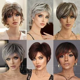 假发长卷发;其他假发;长直发假发