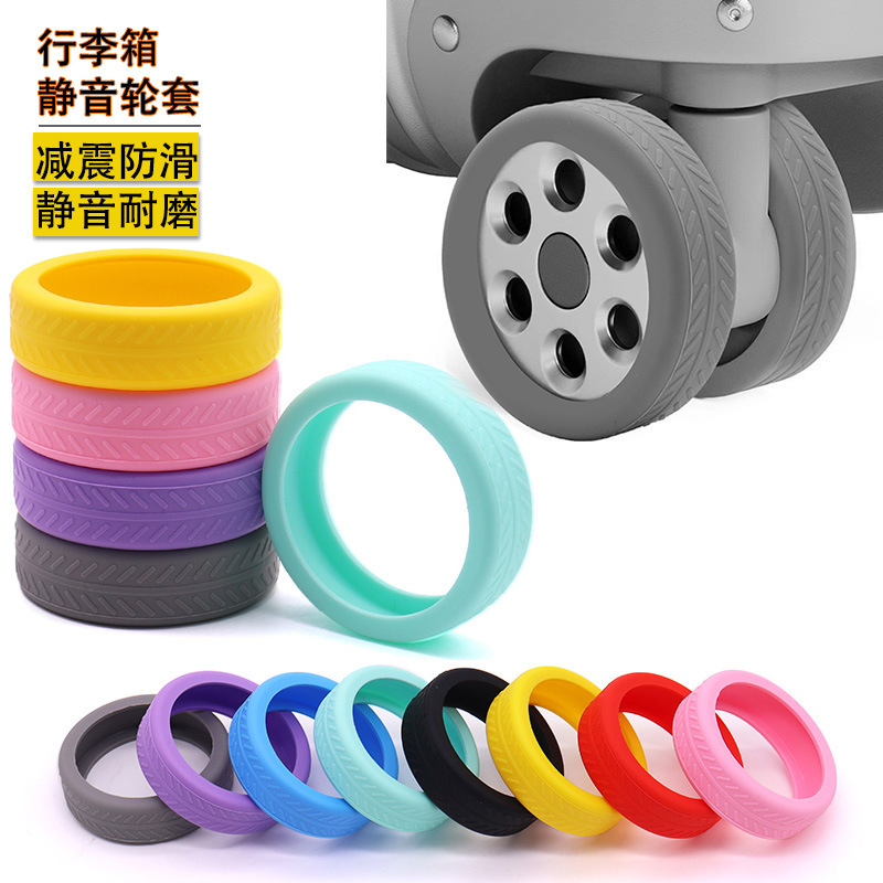 Luggage Wheel Protective Cover, Travel Suitcase Silicone Wheel Cover, Wear-Resistant Shock-Absorbing Luggage Accessories, D-Ring Buckle Adjustment Buckle