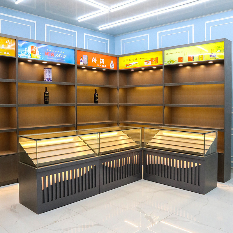 烟酒展示柜便利店超市现代专卖烟柜实木酒柜展柜展示柜子无