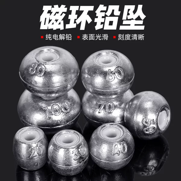 Magnetic Ring Lead Pendant Sea Rod Tongxin Silver Carp and Bighead Carp Fishing Group Water Monster Fish Pendant Remote Throwing Rod Lead Pendant Fishing Supplies Accessories Free Shipping