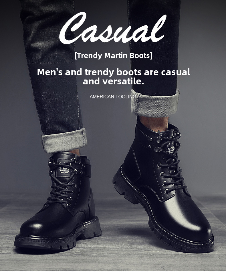 Martin Boots Herren Frühjahr 2024 Neue High-Top-Arbeitsstiefel im britischen Stil Schwarze Motorradstiefel aus Leder Frühling und Herbst Freizeitschuhe aus Leder_voghion.com