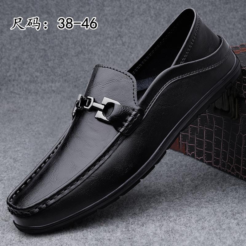 Zapatos de lujo ligero Bean para hombres de cuero genuino 2025 nuevos zapatos de estilo perezoso marca de moda impresión informal británica zapatos Lefour