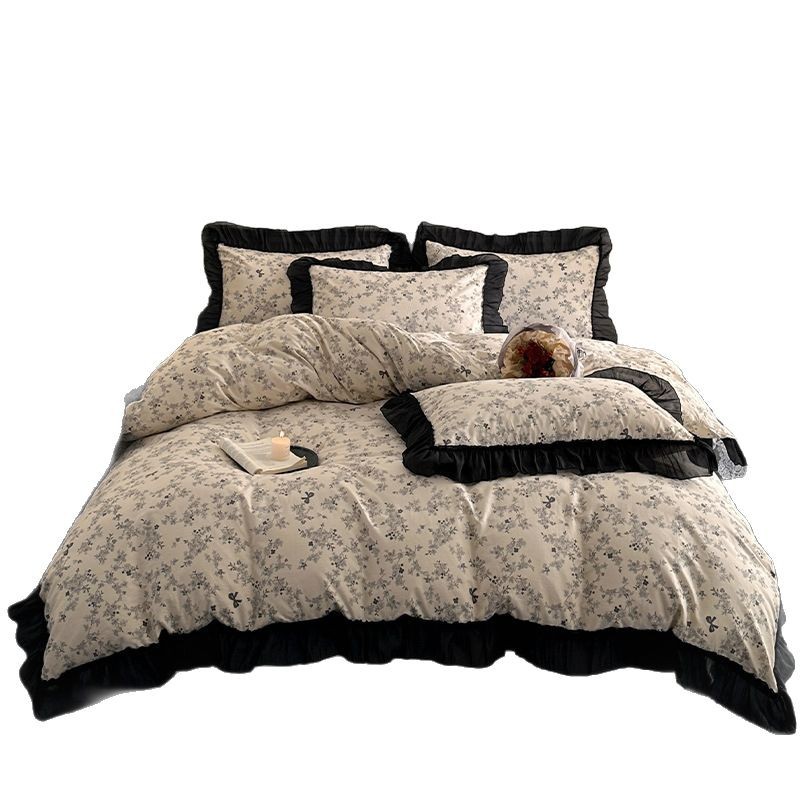Juego de ropa de cama de algodón con estampado floral francés de estilo nórdico, bohemio, para todas las estaciones, de tres o cuatro piezas, para dormitorio._voghion.com