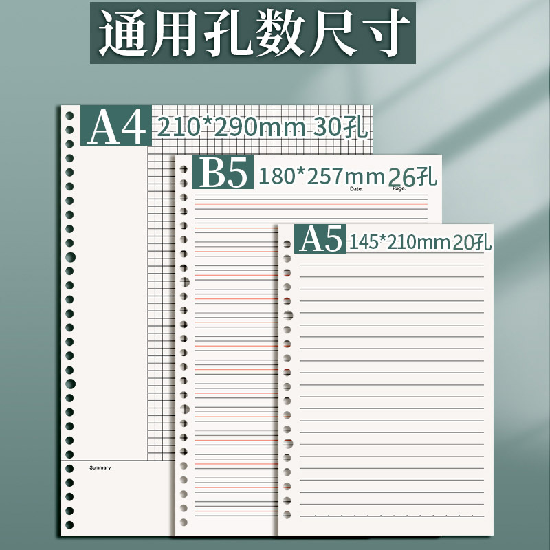A5 / B5 / A4 papel en blanco perforación cuaderno de reemplazo del núcleo boceto pintado a mano engrosado comercio exterior transfronterizo image 4