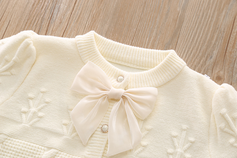 2023 neue kinder frauen Schatz Pullover Mädchen Gestrickte Bogen Rock Zwei Stück Set Modische_voghion.com