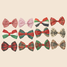 圣诞蝴蝶结 4*6㎝螺纹带 格子带包腰蝴蝶结 服装辅料织带领结头饰