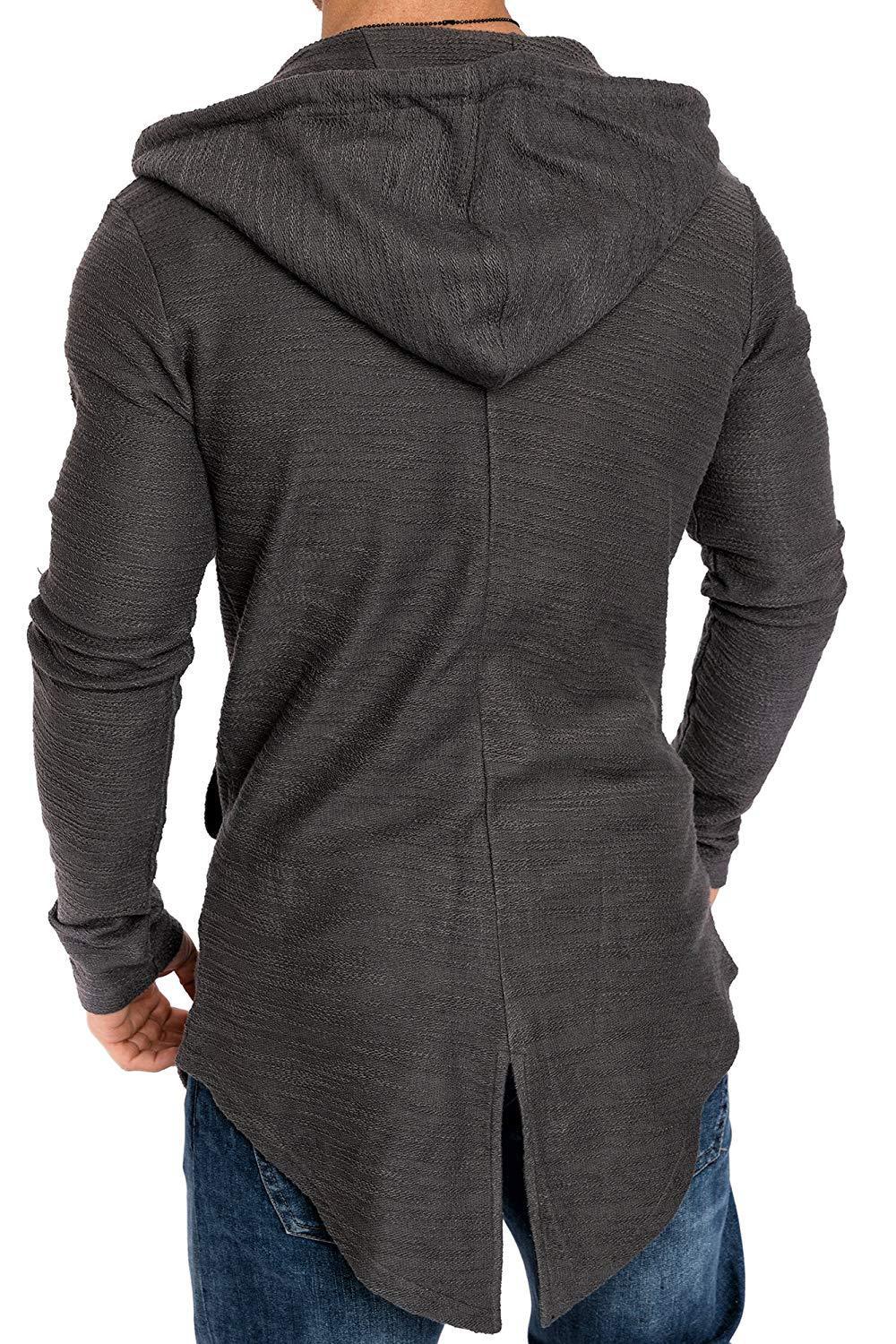 Cardigan con cappuccio da uomo giacca con zip stile moderno_voghion.com