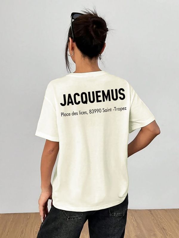 Hes春夏綿質吸汗通気シンプルファッション二列アルファベット柄プリントtシャツ|undefined
