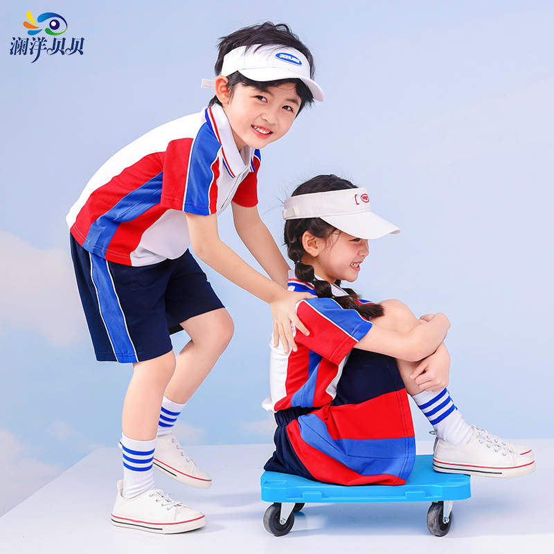 Lanyang Beibei primary and middle school uniform children's short sleeve sports set summer junior high class uniform kindergarten uniform batch