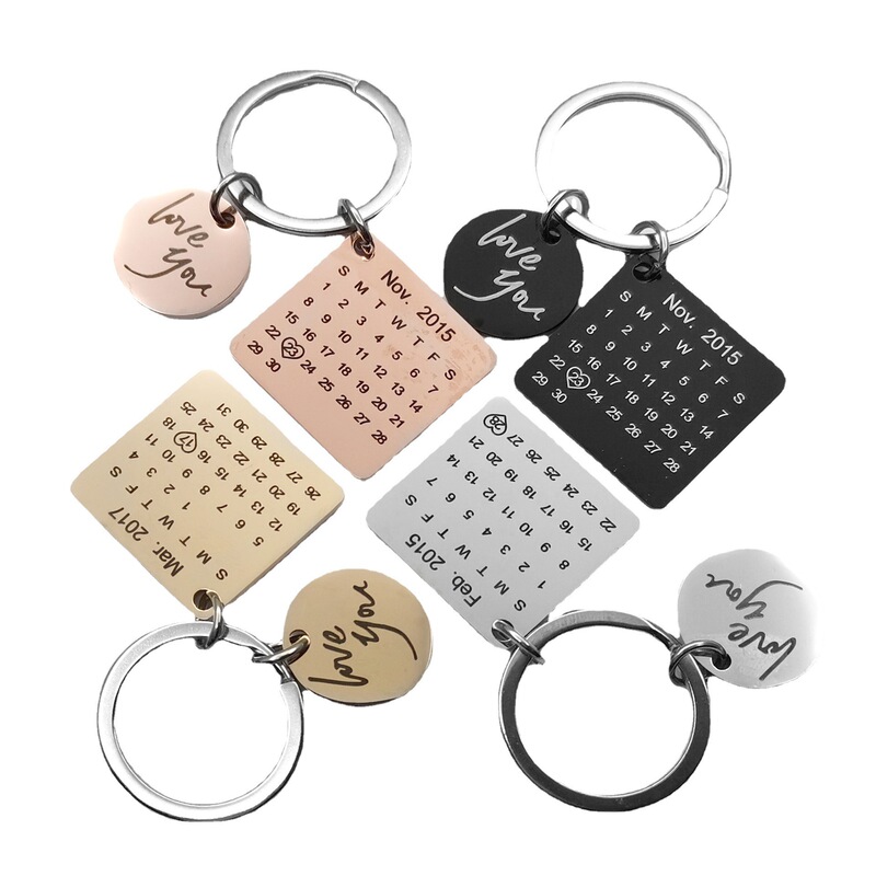 DIY Creative Personalized Keychain Calendar Birthday Couple Anniversary Custom Stainless Steel Keychain Gift Date DIY Creative Personalized Keychain Calendar Birthday Couple Anniversary Custom Stainless Steel Keychain Gift Date