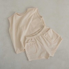 Summer new children's suit ins style simple vest two-piece set infant Nordic style sports suit