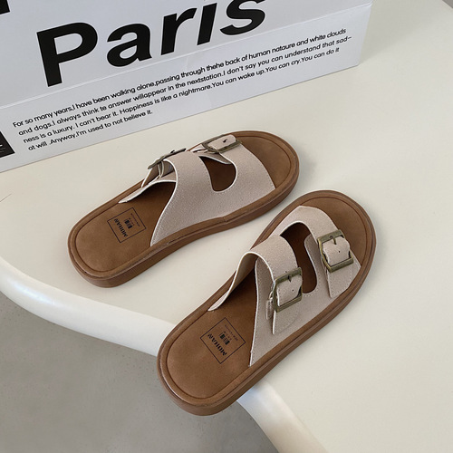 Casual thick-soled non-slip beach slippers for women summer outer wear  new versatile high-end super hot fashion slippers