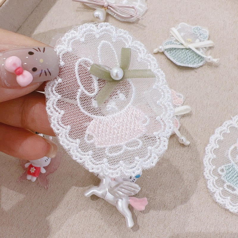 かわいいキティバニー弓刺繍パッチジュエリー携帯電話ケース衣類アクセサリーバッグ靴と靴下の装飾|undefined