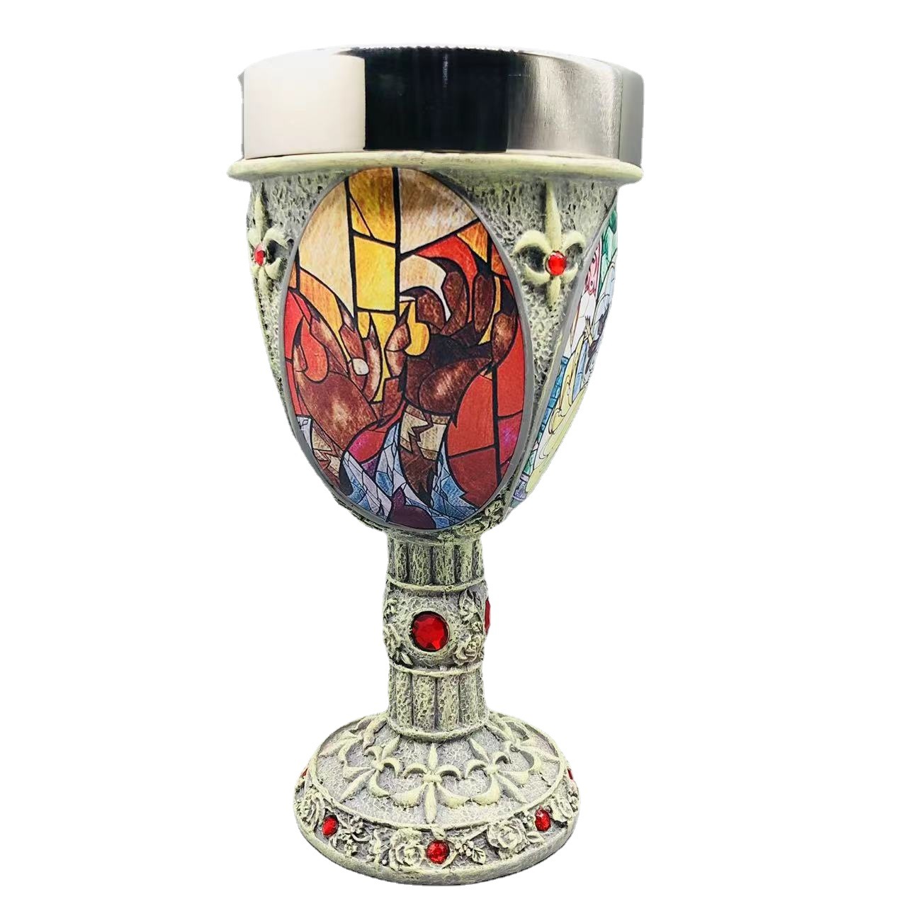Belleza y Bestia Copa copa de vino tinto taza de acero inoxidable pareja decoración titular de la pluma caja de almacenamiento
