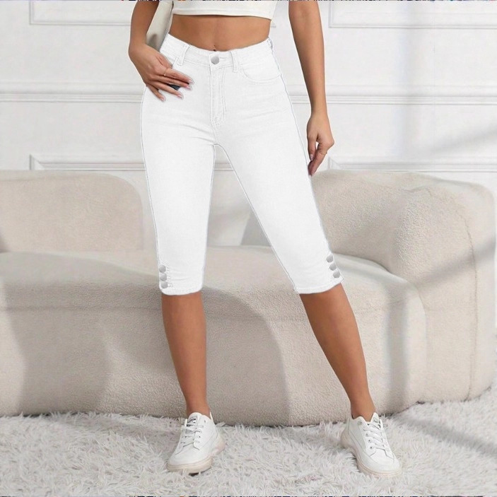 Atc08398 European and American Amazon Aliexpress Women's Skinny Jeans Cropped Pants Versatile Casual
