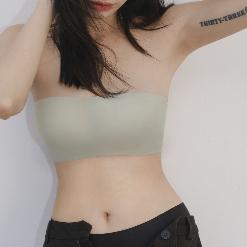 无肩带内衣女聚拢防滑防掉无痕文胸收副乳一片式抹胸裹胸夏季薄款|undefined