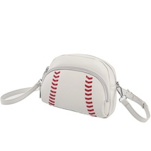 春夏季新款潮款复古时尚流皮质流行棒球造型单肩包拉链肩带斜挎包