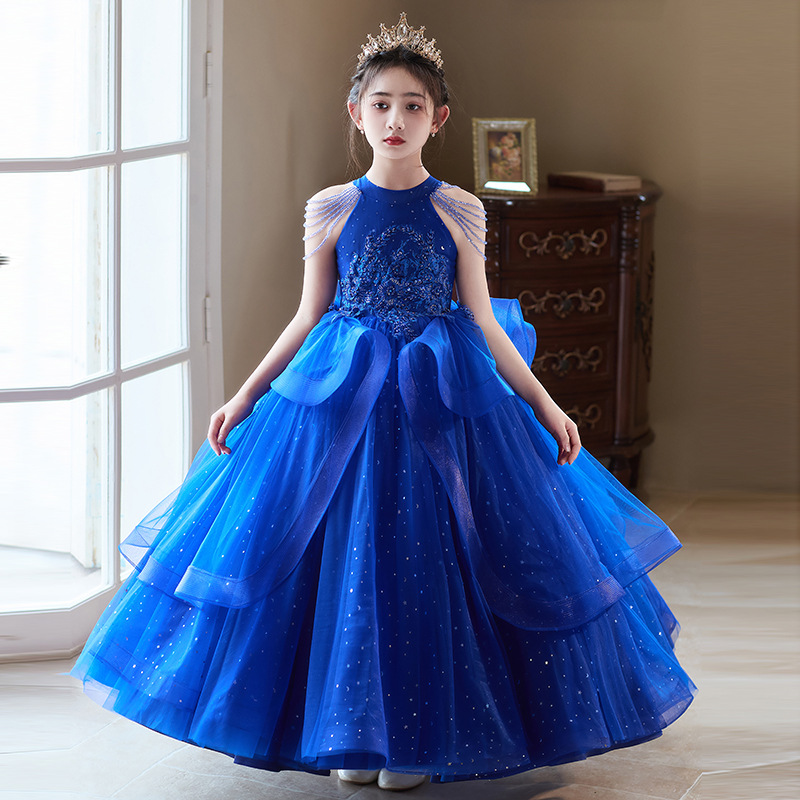 Vestido infantil de niña vestido de princesa de cumpleaños vestido de nicho de lujo ligero anfitrión de niños piano rosa