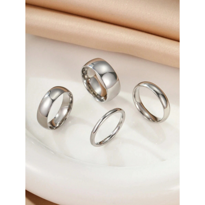 Aliexpress Autumn Foreign Trade Dropshipping Men Rings Silver Fashion Simple Smooth Ring Set