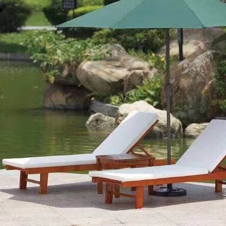 Silla de playa al aire libre de plástico de aluminio de madera maciza mesa de té piscina ajustable silla plegable cama de spa image 15