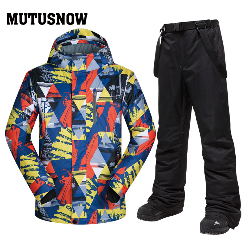 @MutuSnow Men's Ski Suit Set, Korean Style, Windproof, Waterproof, Thickened, Warm and Breathable, Factory Direct Supply, Dropshipping Available.