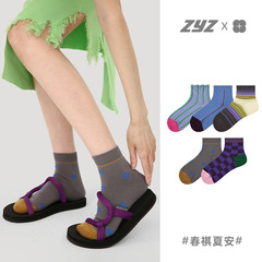 文藝復興襪子女短襪春夏季新款時尚撞色條紋透氣低幫淺口船襪潮