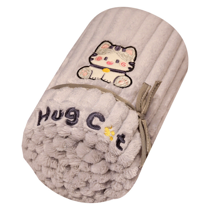 Almohada edredón de doble uso Oficina siesta aire acondicionado manta niños plegable almuerzo descanso coral manta de lana carga del coche