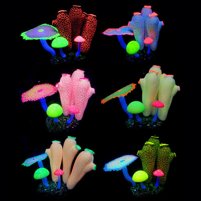 Pecera luminosa paisaje decoración simulación al por mayor conjunto fluorescente anémona coral columna