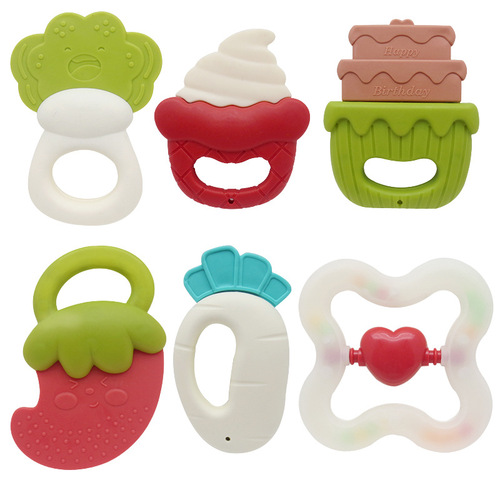 Baby Rattles Toy 0-1 Year Old Educational Water-Boiled Chewable Teething Gel Newborn Toddler 0-3 to 6 Months Baby
