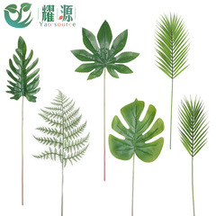 仿真龜背葉葉綠植 散尾葵樹葉花藝插花裝飾綠植 攝影道具配材葉子