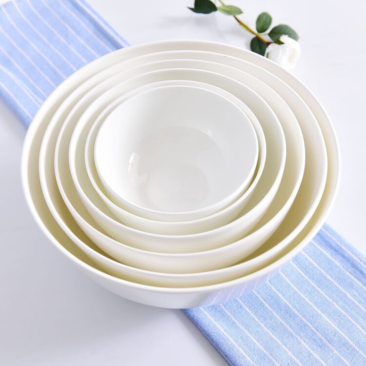 Jingdezhen Pure White High Bone China Household Ceramic Restaurant Tableware Set Soup Bowl Noodle Bowl Rice Bowl Small Bowl