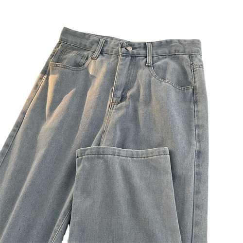 Men's jeans for men, spring and autumn fashion straight-leg loose casual long pants for summer students, wide-leg nine-quarter pants for women