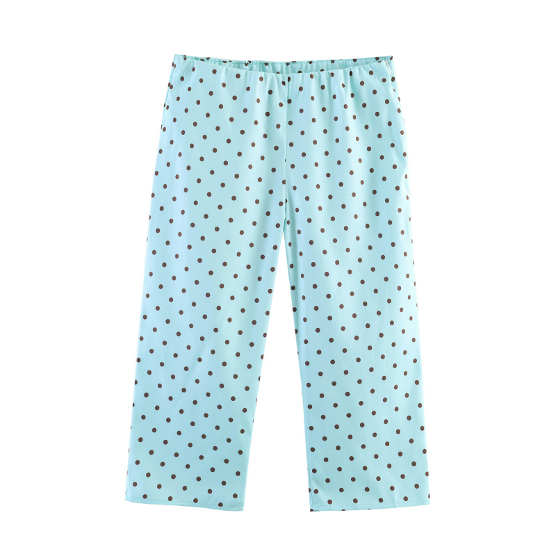 Cross-Border European and American Foreign Trade 2026 Summer New Slim-Fit Sweet and Gentle Pastoral Style Polka Dot Capri Pants for Women