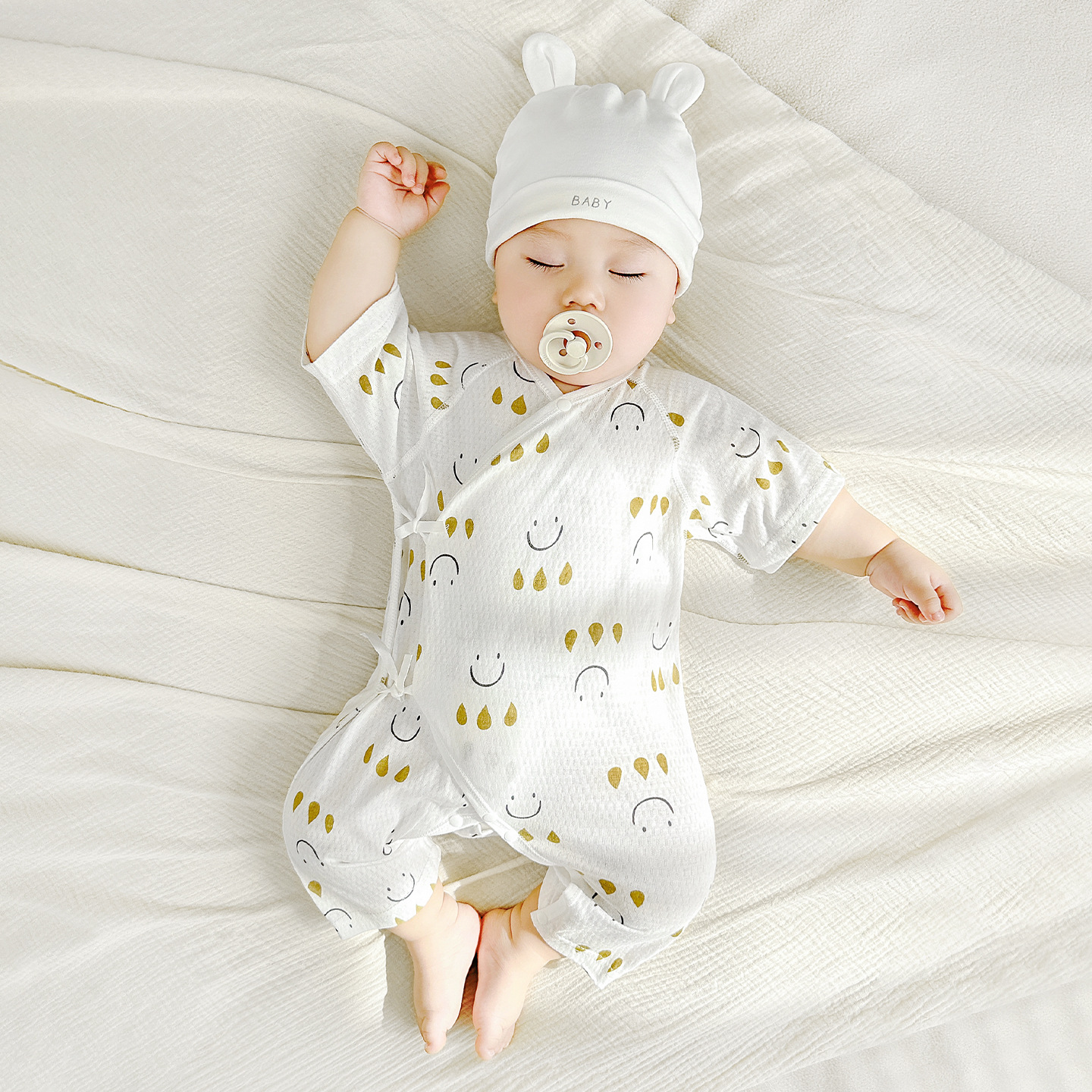 Mono de bebé verano para hombres y mujeres niños pequeños de manga corta de algodón puro monje mampara ropa de recién nacido ropa de verano para bebés