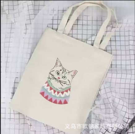 Directo de fábrica bolsa de almuerzo bolsa de lona hecha a mano de tela DIY bordado Europeo material paquete kit de costura